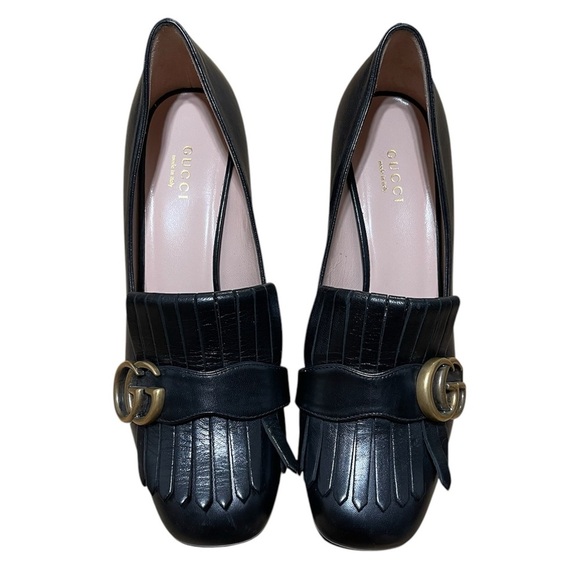 Gucci Black Marmont Leather Platform Loafers - Picture 5 of 9